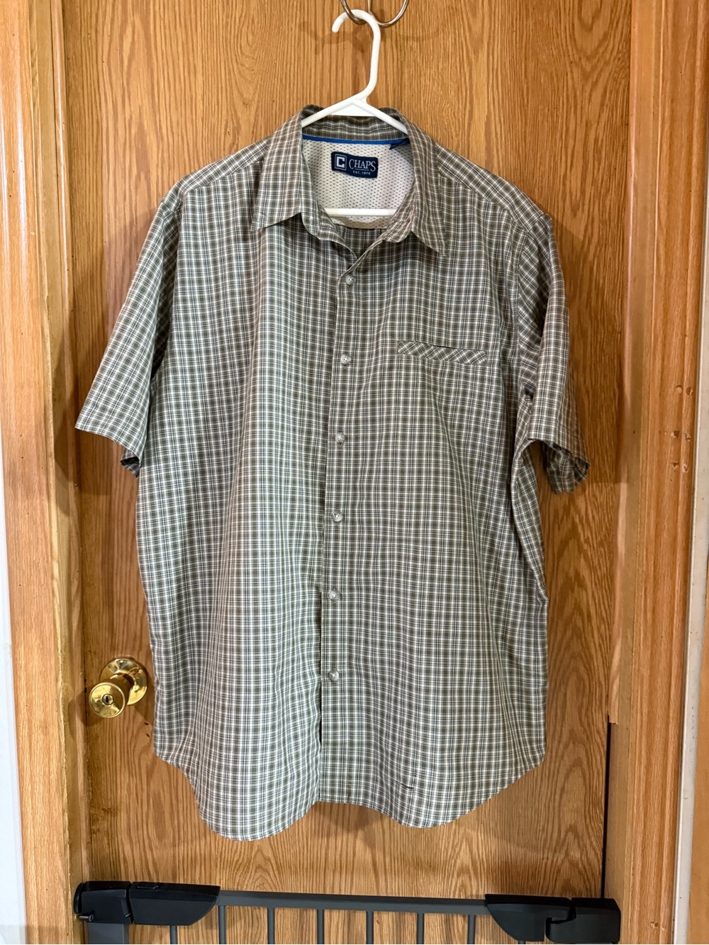 Chaps Men's Short-Sleeve Plaid Button-Down Shirt - Olive